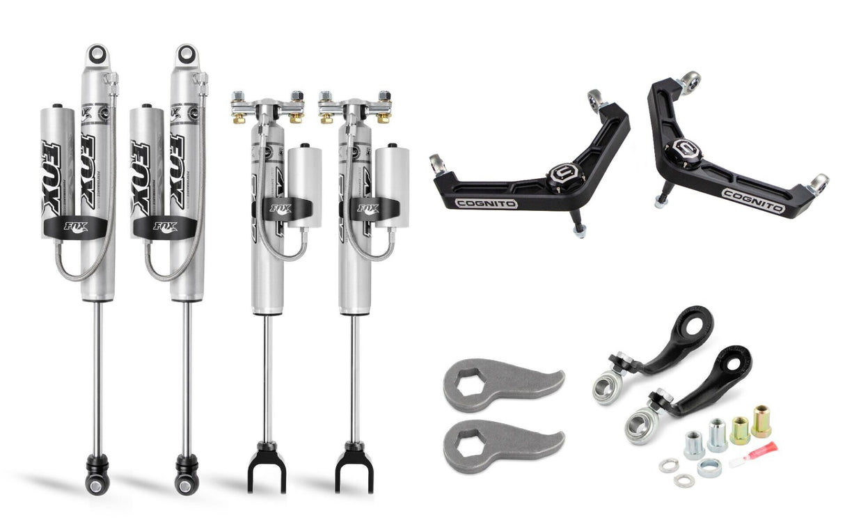 Cognito 3-Inch Premier Billet UCA Leveling Kit with Fox 2.0 Performance Series Remote Reservior Shocks for 20-26 Silverado/Sierra 2500/3500 2WD/4WD