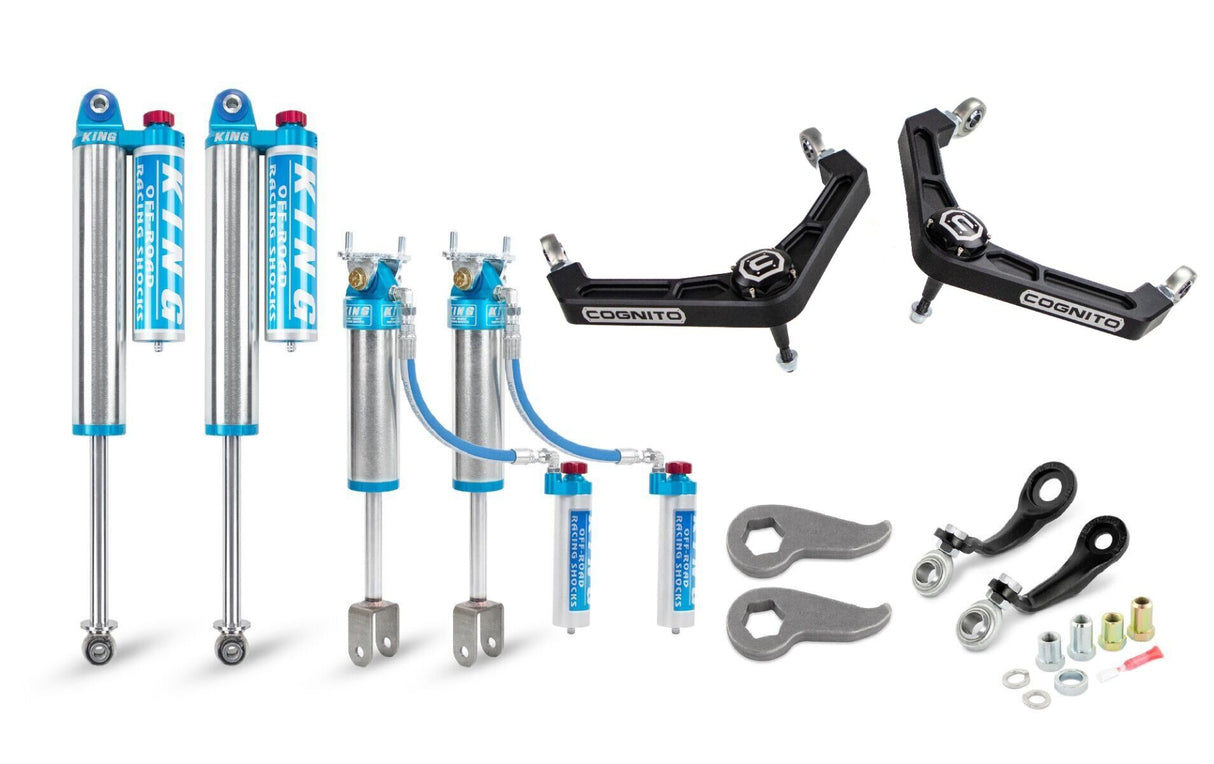 Cognito 3-Inch Elite Billet UCA Leveling Kit with King 2.5 Reservoir Shocks for 20-26 Silverado/Sierra 2500/3500 2WD/4WD